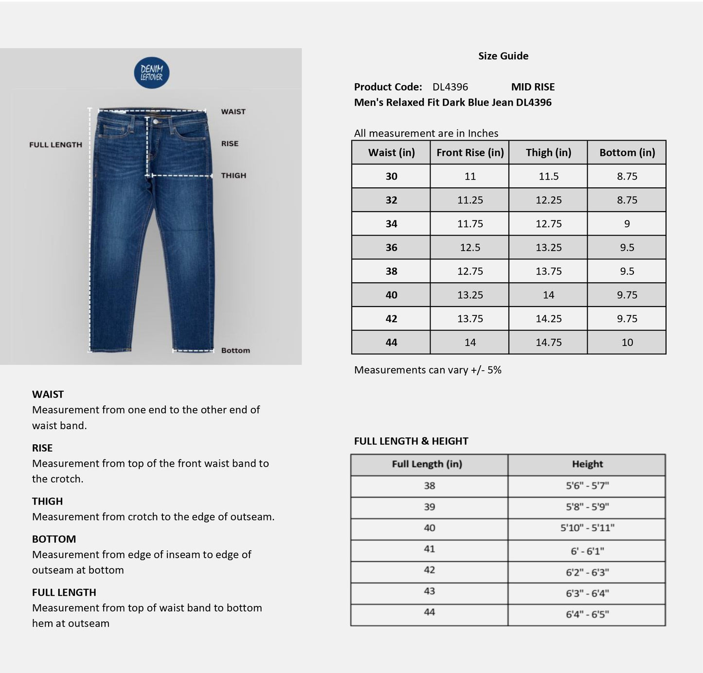 Men's Relaxed Fit Dark Blue Jean DL4396