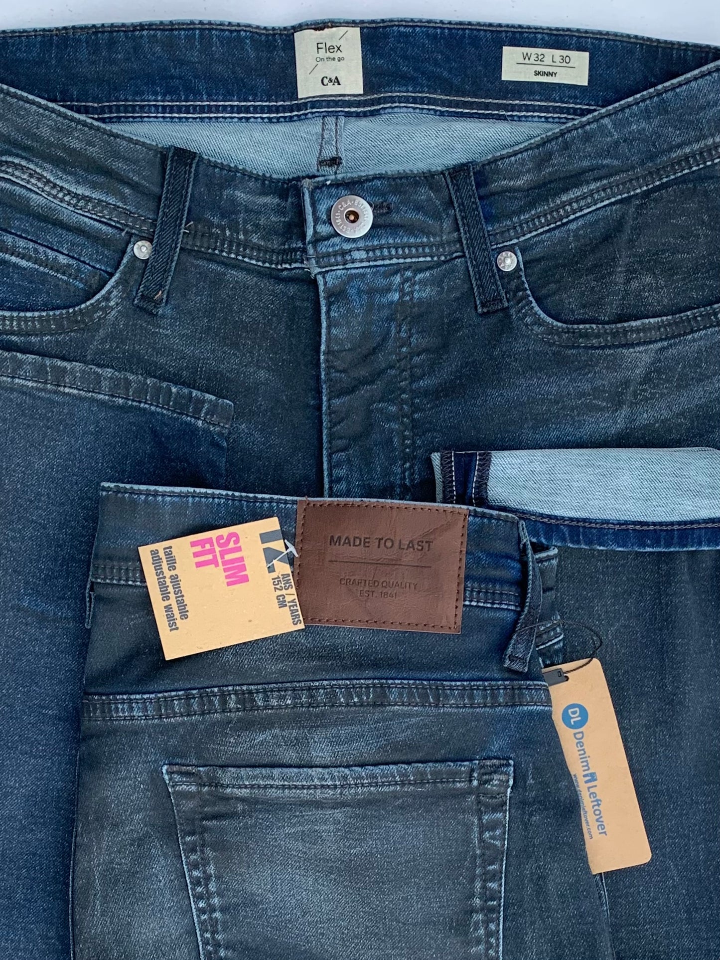 Men's Skinny Fit Vintage Blue Black Jeans DL4294