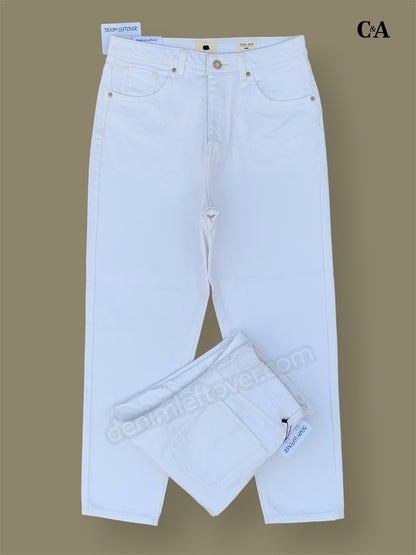 Women's Mom Fit White Jean DLW386 (Minor Fault)