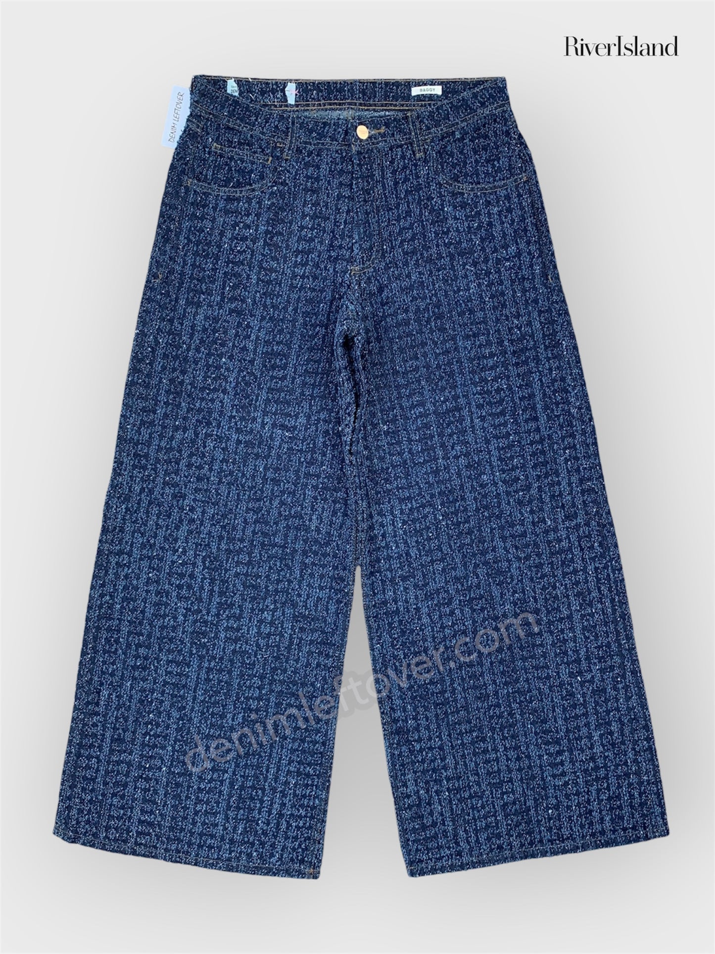 Women's Flare Wide Leg Dark Blue Textured Jean DLW382