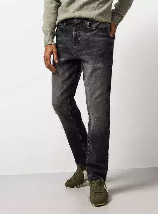 Men's Straight Fit Diamond Black Denim Jean DL4489