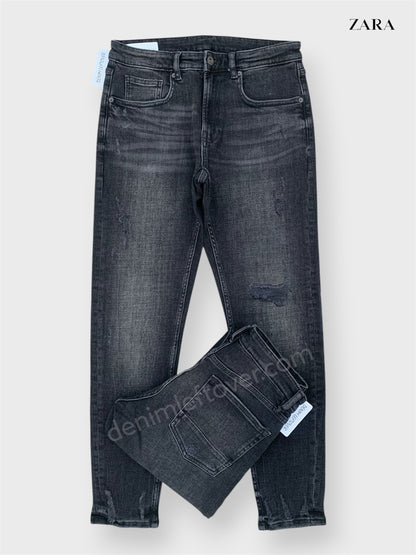 Men's Skinny Fit Vintage Diamond Black Ripped Jean DL4461