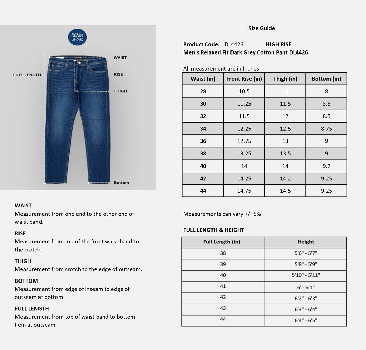 Men's Relaxed Fit Dark Grey Cotton Pant DL4426