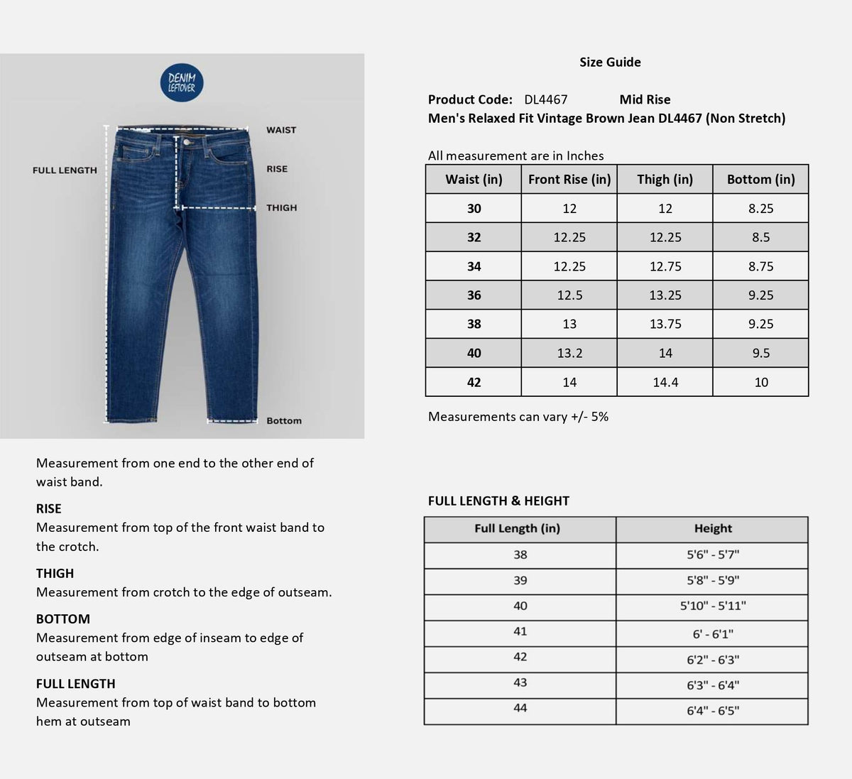 Men's Relaxed Fit Light Beige Jean DL4481 (Non Stretch)