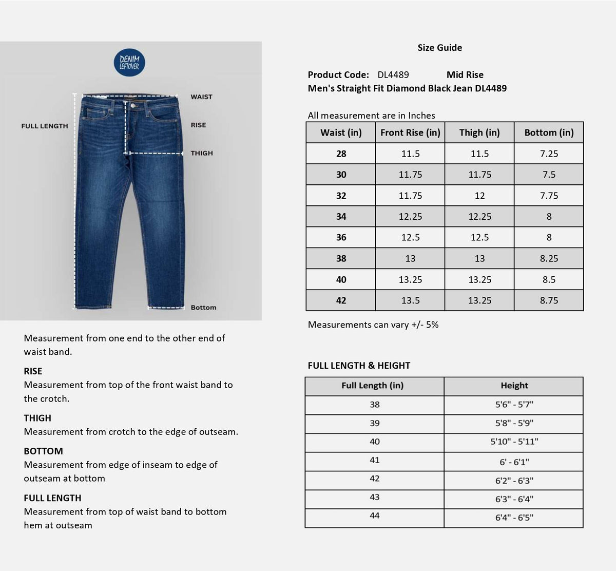 Men's Straight Fit Diamond Black Denim Jean DL4489