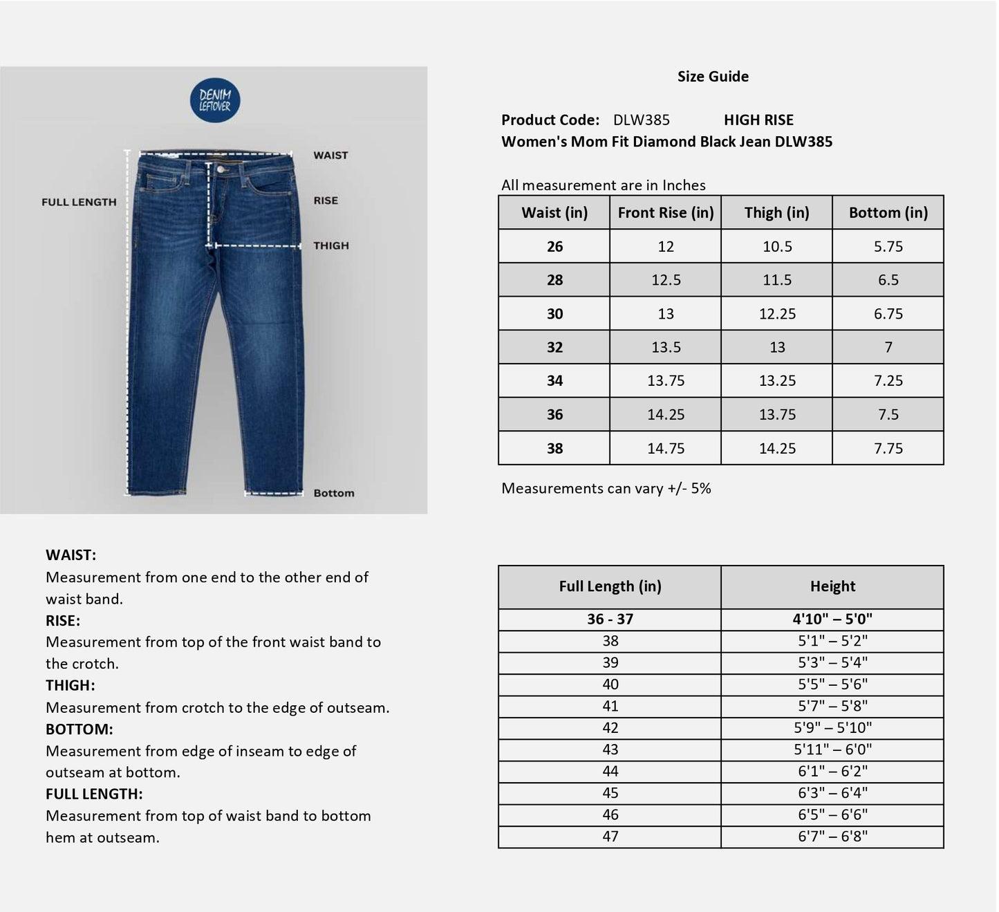Women's Mom Fit Diamond Black Jean DLW385