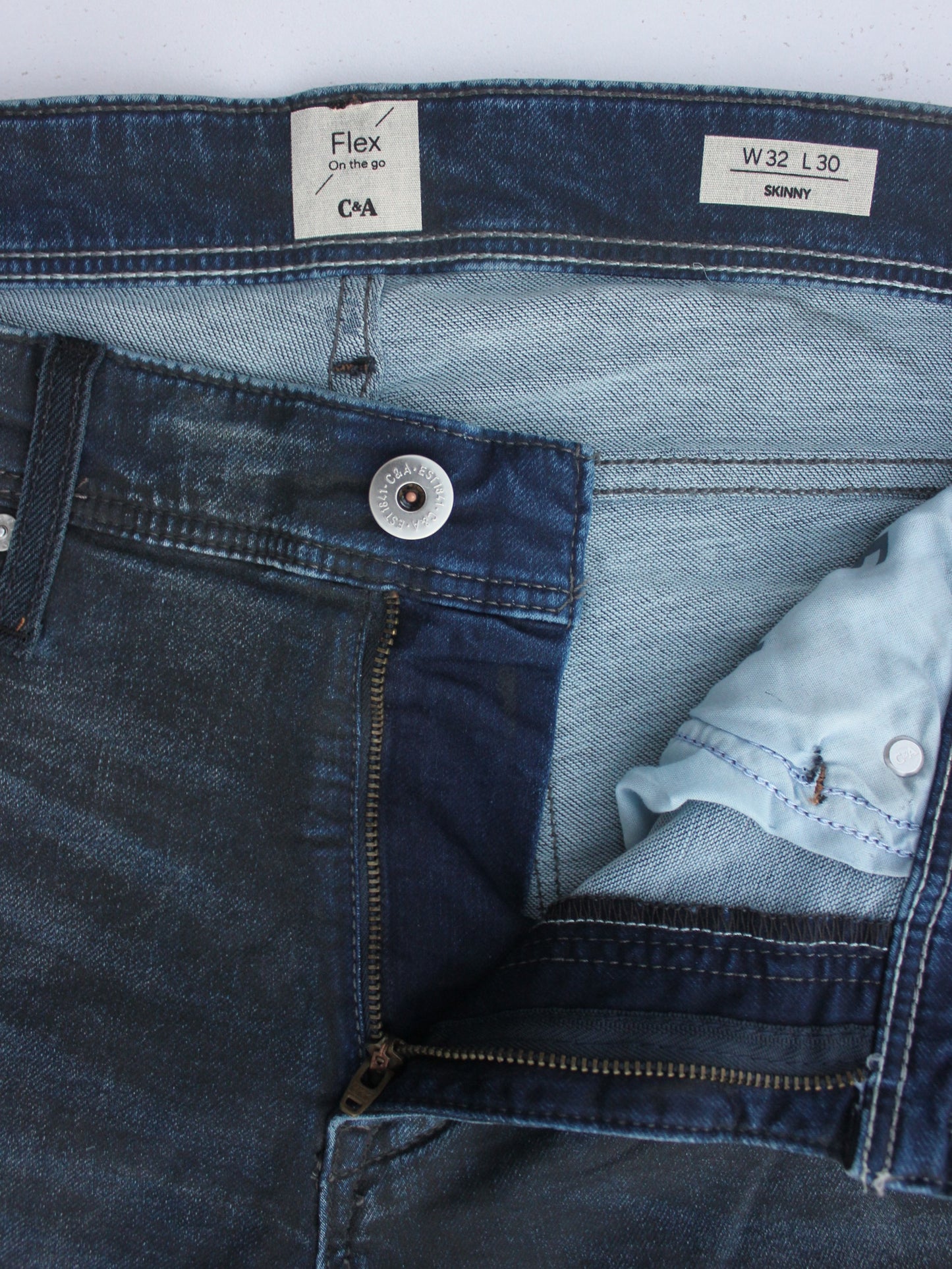 Men's Skinny Fit Vintage Blue Black Jeans DL4294