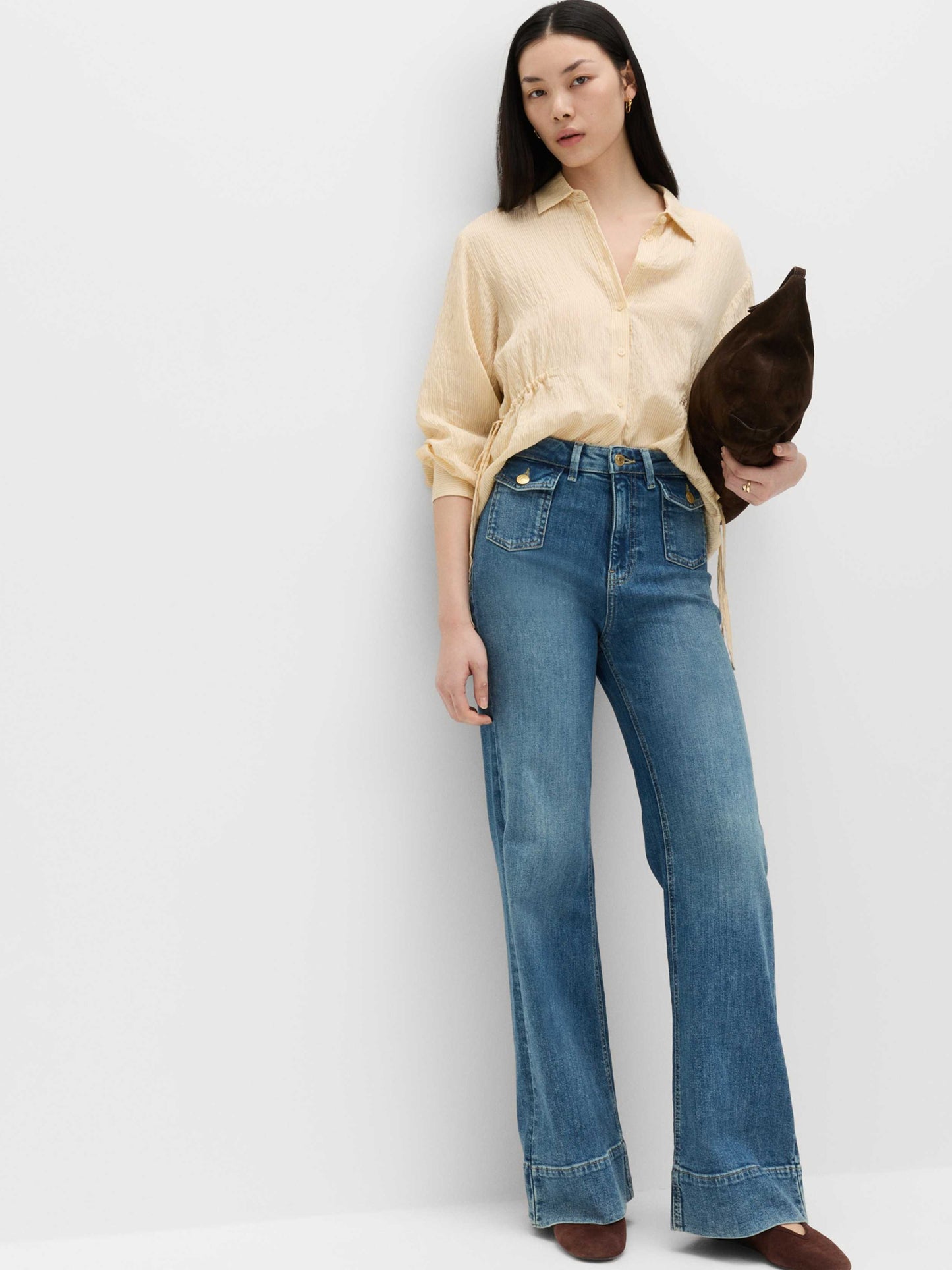 Women's Flare Wide Leg Fit Medium Blue Jean DLW384