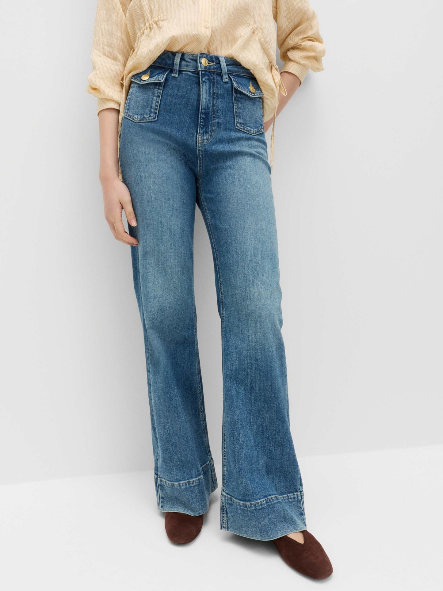 Women's Flare Wide Leg Fit Medium Blue Jean DLW384